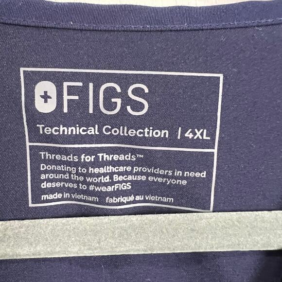 FIGS Casma Three-Pocket Scrub Top Navy Blue Women's Size 4XL - Picture 3 of 5